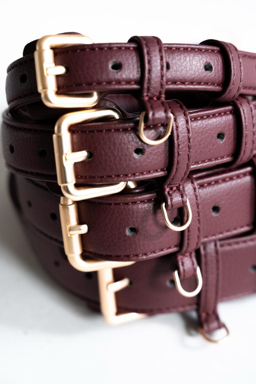 Collier chien bordeaux burgundy microfibre vegan Nini Dog Shop